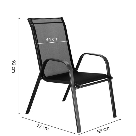 Krzesła ogrodowe 2 szt. zestaw metalowe do 120 kg, na taras balkon czarne