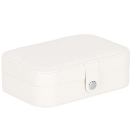 Szkatułka na biżuterię ekoskóra 16x11x5 cm kremowy z brokatem organizer z przegródkami