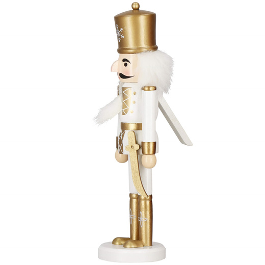 Dziadek do orzechów 30 cm z mieczem drewniany żołnierzyk złoty, figurka świąteczna