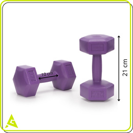 Ciężarki 2x2kg hexagonalne do ćwiczeń fitness hantle zestaw 2 szt. fioletowe