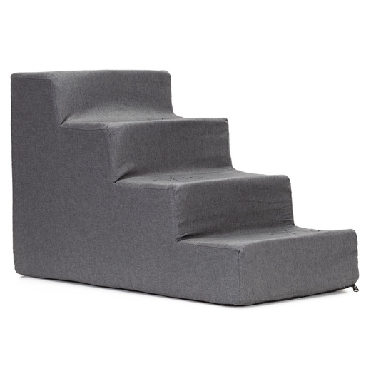 Schodki dla psa do łóżka 40 cm podest, rampa 4-stopniowa, miękkie schody ciemnoszare