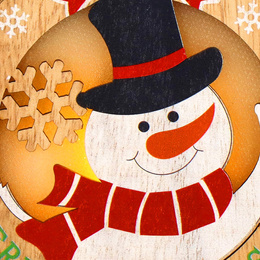 Zawieszka choinkowa bałwan świecąca ozdoba świąteczna drewniana na baterię