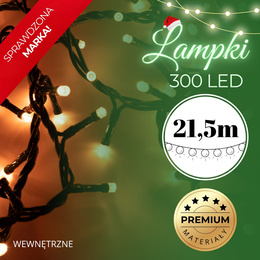 Lampki choinkowe 300 led ciepły biały 21,5 m oświetlenie świąteczne