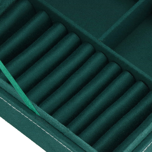 Szkatułka na biżuterię 28x19,5x7 cm zielony welurowy organizer z przegródkami