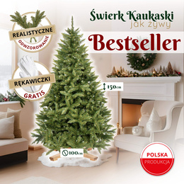 Choinka sztuczna 150 cm Premium Royal Trees świerk kaukaski z drewnianym stojakiem