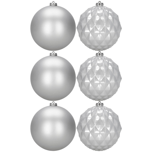 Bombki choinkowe 6 szt. ozdoby świąteczne 15 cm nietłukące srebrne