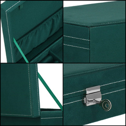 Szkatułka na biżuterię 28x19,5x7 cm zielony welurowy organizer z przegródkami