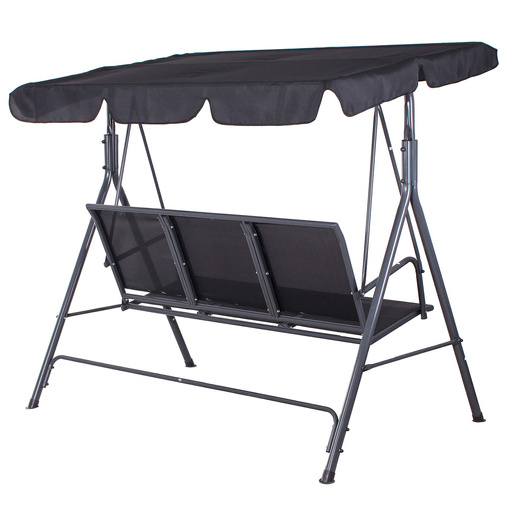 Huśtawka ogrodowa 3 osobowa fiona stalowa do 220 kg z regulowanym daszkiem i poduszkami