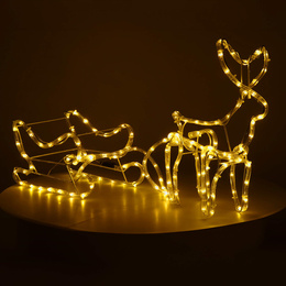 Renifer Led świąteczny z saniami 100 cm świetlna dekoracja biały ciepły