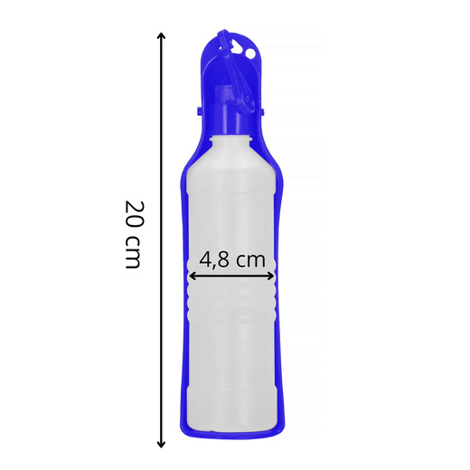Butelka na wodę dla psa, kota z poidełkiem, turystyczna 250 ml bidon ciemnoniebieski