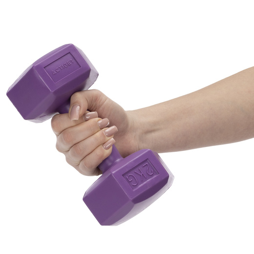 Ciężarki 2x2kg hexagonalne do ćwiczeń fitness hantle zestaw 2 szt. fioletowe