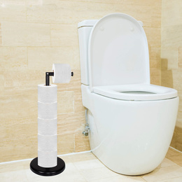 Uchwyt na papier toaletowy, stojak metalowy, czarny