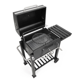 Grill węglowy, ogrodowy z pokrywą, termometr, ruszt emaliowany