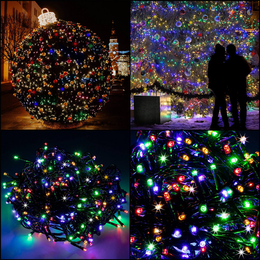 Lampki choinkowe 500 led multikolor + niebieski flash 27,5 m oświetlenie świąteczne IP44