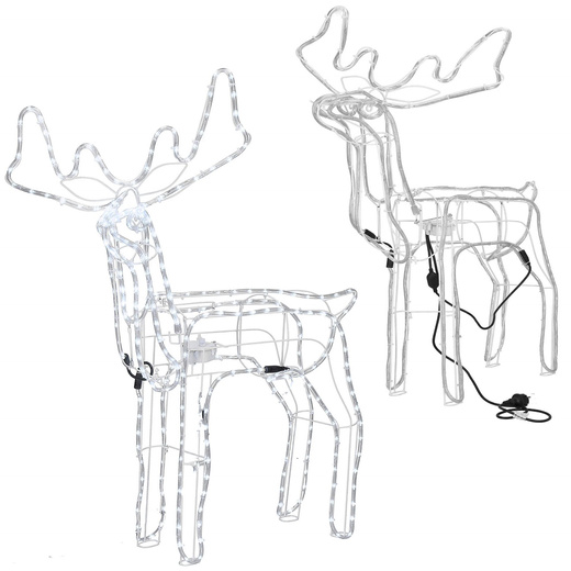 Renifer Led 115 cm świąteczny z ruchomą głową świetlna dekoracja do ogrodu biały zimny