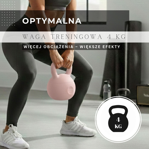 Kettlebell miękki 4kg kula odważnik hantla ciężar do ćwiczeń fitness, jasnoróżowy