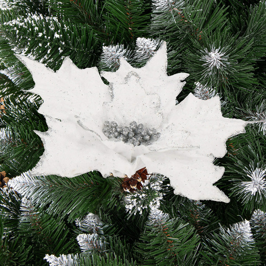 Gwiazda betlejemska, sztuczny kwiat, poinsecja biała z brokatem