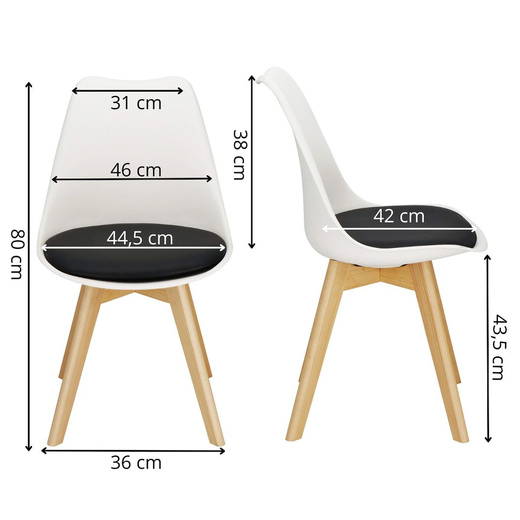 Krzesło skandynawskie do kuchni salonu jadalni Verde ekoskóra biało-czarne