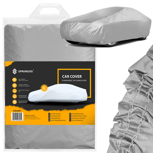 Pokrowiec na samochód 480x175x120cm wodoodporna plandeka na auto szara 