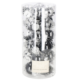 Bombki choinkowe przeźroczyste 24 szt. czarny 5cm zestaw choinkowy