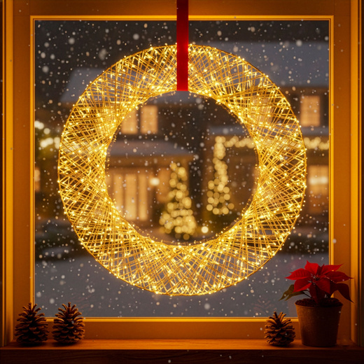 Wieniec świetlny 45 cm stroik świateczny na drzwi 720 LED ciepły biały