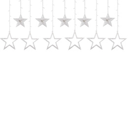 Kurtyna świetlna 138 Led girlanda gwiazdki, lampki wewnętrzne sople zimny biały