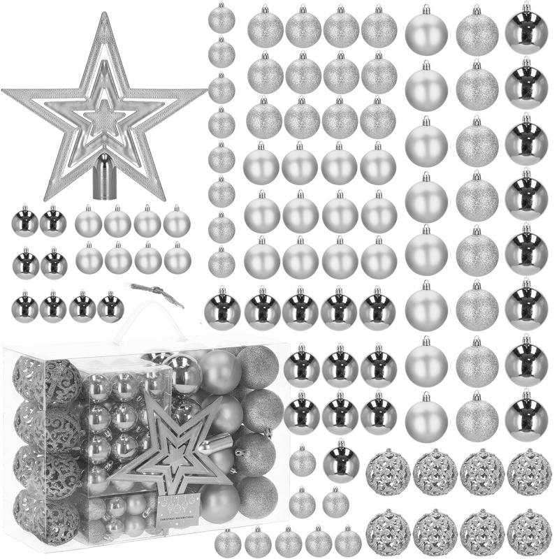 Bombki choinkowe srebrne zestaw 100 szt. dekoracje świąteczne ozdoby