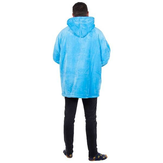 Kocobluza damska męska oversize koc bluza 2w1 z kapturem XXL ciepła morski niebieski