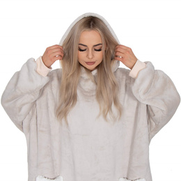Kocobluza damska męska oversize koc bluza 2w1 z kapturem XXL ciepła jasnoszara