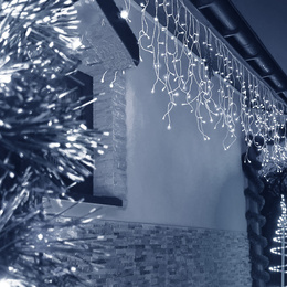 Kurtyna świetlna z pilotem 14,5 m  girlanda 300 led lampki wewnętrzno-zewnętrzne sople zimny biały