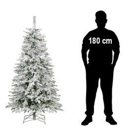 Choinka sztuczna 180 cm świerk kaukaski ośnieżony jak żywy, nowoczesny, ze stojakiem