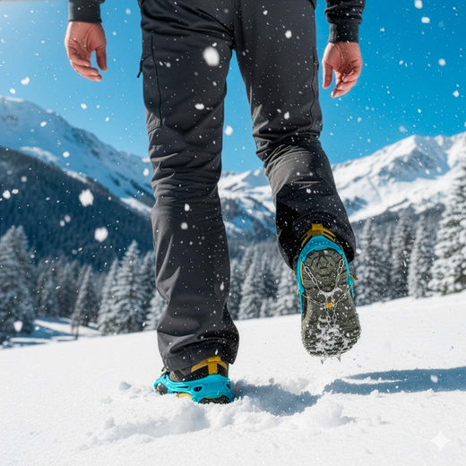 Raczki na buty stalowe antypoślizgowe turystyczne nakładki rozmiar 36-40 turkusowe