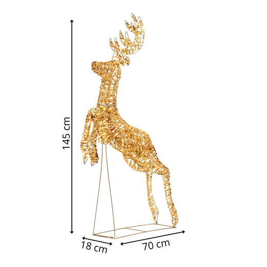 Renifer świąteczny 120 LED dekoracja świetlna 145 cm do ogrodu, ciepły biały