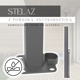 Markiza boczna na taras i balkon 300x160 cm osłona rozsuwana roleta grafitowa