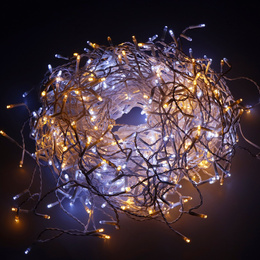 Kurtyna świetlna 300 led girlanda, lampki wewnętrzno-zewnętrzne sople biały ciepły + biały flash