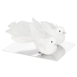 Zawieszki choinkowe 2 szt. ptaszki brokatowe białe