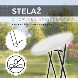 Stół składany cateringowy 110x80 cm okrągły stolik bankietowy koktajlowy biało-czarny