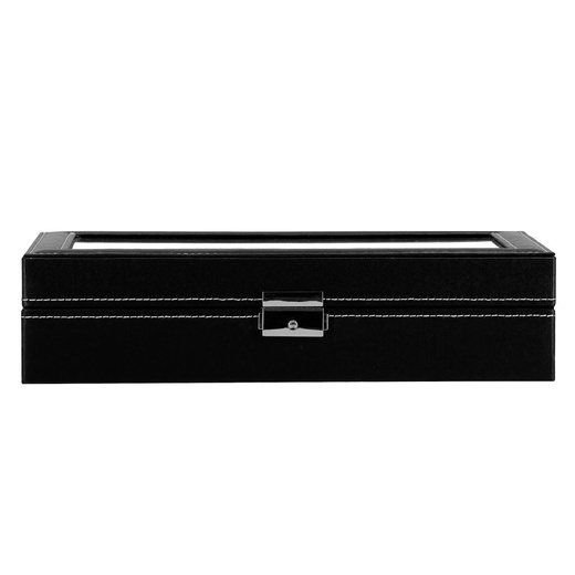 Szkatułka na zegarki 30x20x8cm czarno-kremowy, ekoskóra organizer z przegródkami i lusterkiem