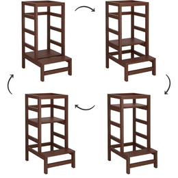 Pomocnik kuchenny 4-poziomowy kitchen helper, podest dla dzieci 90 cm brązowy
