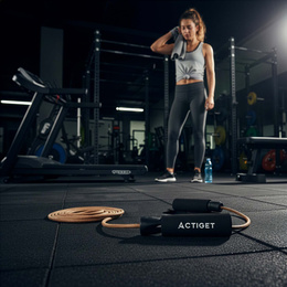 Skakanka treningowa, do ćwiczeń cardio 297 cm skórzana, antypoślizgowa