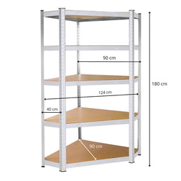 Regały metalowe 2 szt. z 5 półkami 180x90x40cm 875kg do garażu, piwnicy