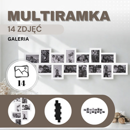 Ramka na zdjęcia 14 zdjęć multiramka 10x15 biała 