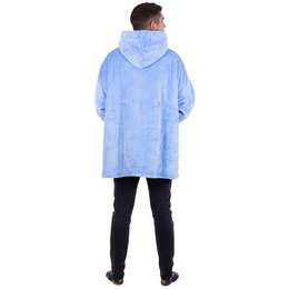 Kocobluza damska męska oversize koc bluza 2w1 z kapturem XXL ciepła jasnoniebieska