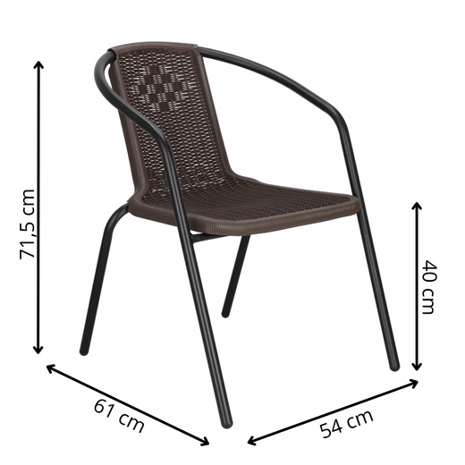 Meble ogrodowe na taras krzesła metalowe 6 szt. stół prostokątny 120 x 70 cm czarno-brązowy 