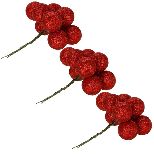 Bombki choinkowe 54 szt. zestaw ozdoby świąteczne na drucikach brokatowe matowe czerwone