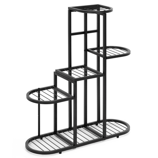 Kwietnik metalowy, stojący 79 cm regał na rośliny 5 poziomów, loft, czarny