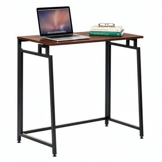 Biurko komputerowe, składane 80 cm stolik do pracy przy komputerze, drewniany, ciemno brązowy