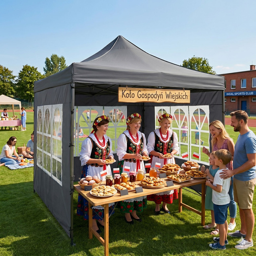 Namiot handlowy 3x3 m ogrodowy pawilon targowy ekspresowy na imprezy, catering ciemnoszary