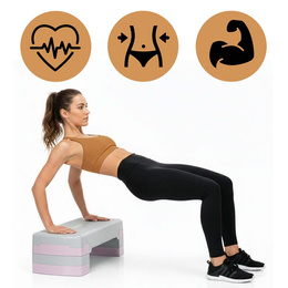 Step do ćwiczeń fitness 3-stopnie, schodek treningowy do aerobiku