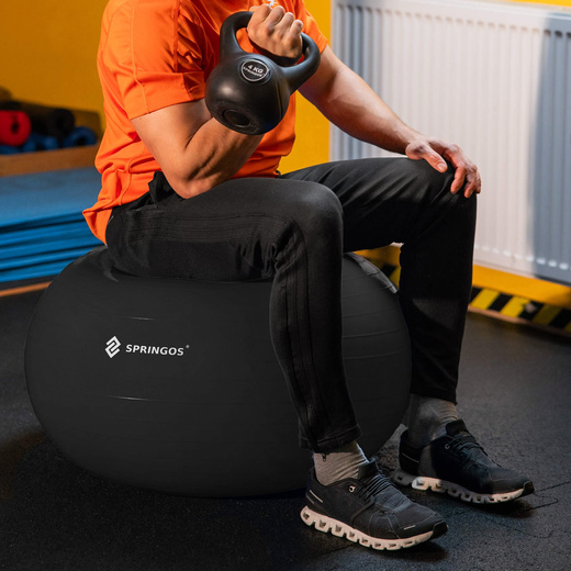 Piłka fitness gimnastyczna do ćwiczeń 85 cm z pompką, czarna